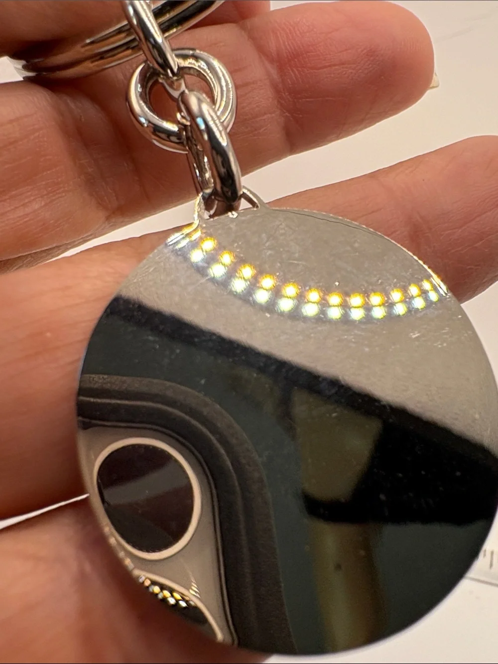 Coach Black and Silver Round Logo Keychain